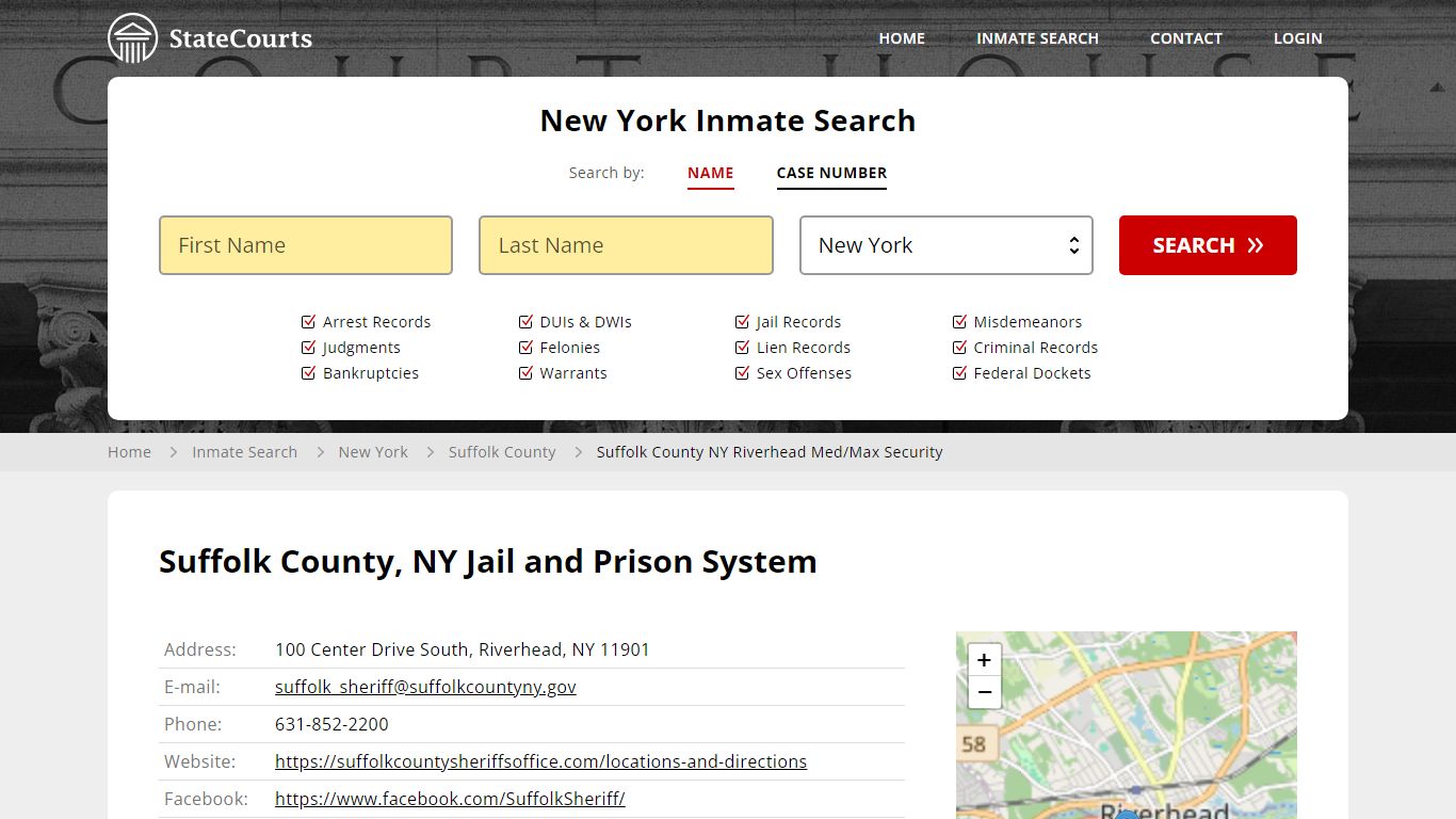 Suffolk County NY Riverhead Med/Max Security Inmate Records Search, New ...